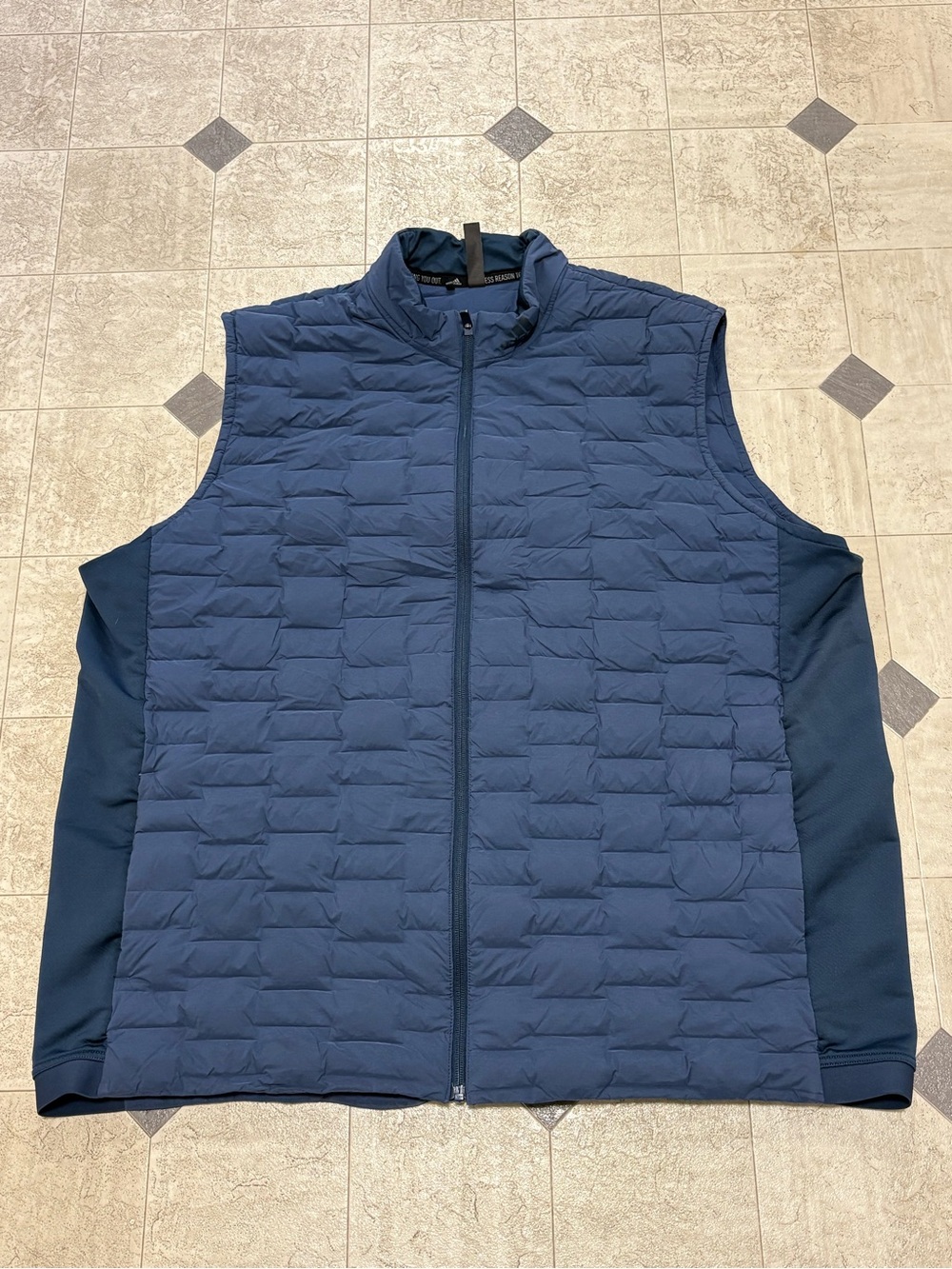 adidas Frostguard Men's Quilted Full Zip Vest Stand-Up Collar Blue 2XL